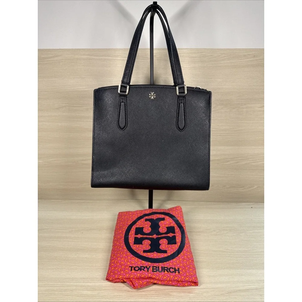Authentic Tory Burch Emerson Structured Work Satchel Tote‎ Bag Black NO STRAP